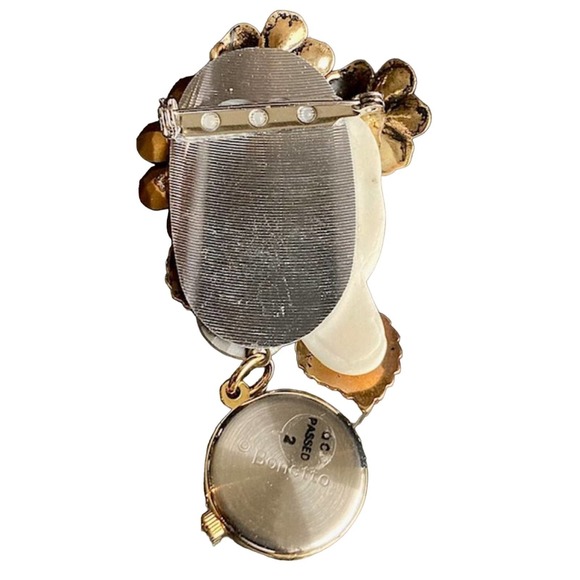 Vintage Fashion, Dangling Bonetto Pendant Watch with Mother of Pearl watch face - Picture 4 of 4